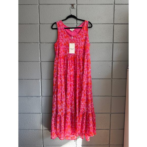 Chokolate Paris Floral Metallic Midi Dress size S - Picture 2 of 4